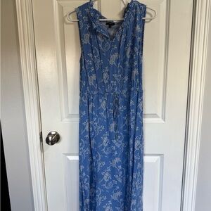 Talbots Blue and White Sleeveless Dress